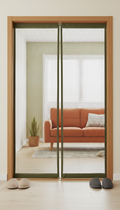 Magnetic mesh door mosquito net in olive tint